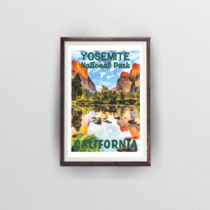 Yosemite national park California brown frame white background