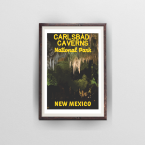 carlsbad caverns national park poster brown frame white background