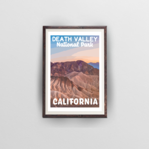 death valley national park poster brown frame white background