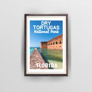dry tortugas national park poster brown frame white background
