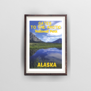 gates to the arctic national park poster brown frame white background
