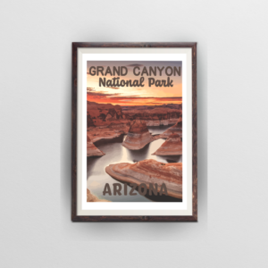 grand canyon national park poster brown frame white background