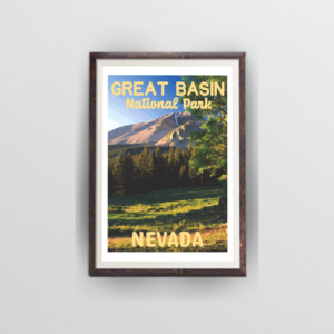 great basin national park poster brown frame white background