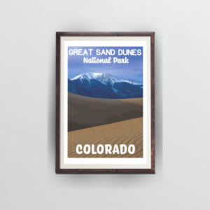 great sand dunes national park poster brown frame white background