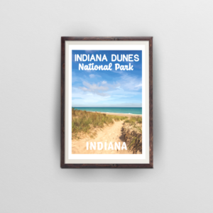 indiana dunes national park poster brown frame white background