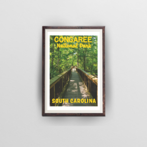 congaree national park South Carolina brown frame white background