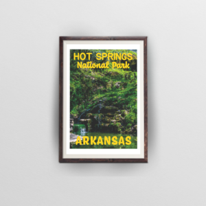 hot springs national park poster brown frame white background